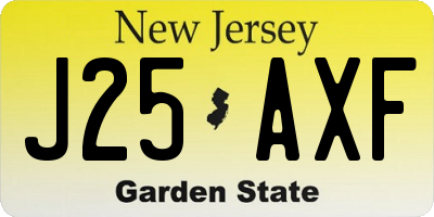 NJ license plate J25AXF