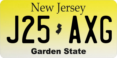 NJ license plate J25AXG