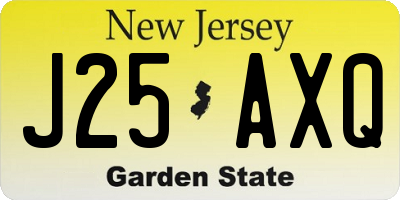 NJ license plate J25AXQ