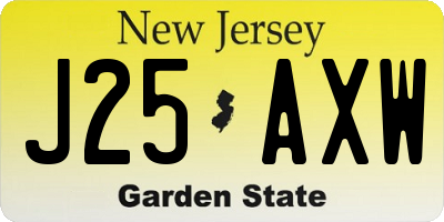 NJ license plate J25AXW