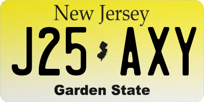 NJ license plate J25AXY