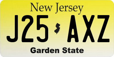 NJ license plate J25AXZ
