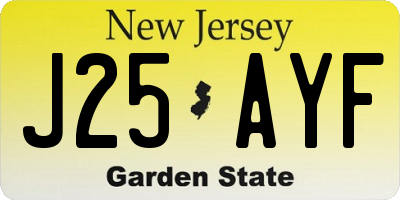 NJ license plate J25AYF