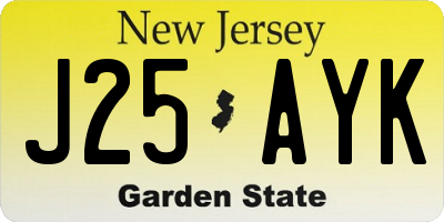NJ license plate J25AYK