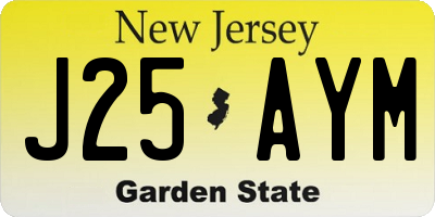 NJ license plate J25AYM