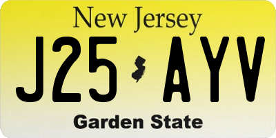 NJ license plate J25AYV