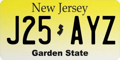 NJ license plate J25AYZ