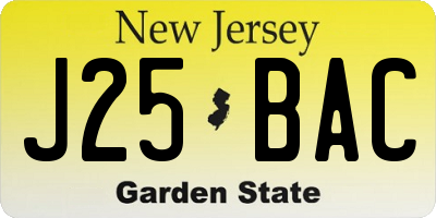 NJ license plate J25BAC