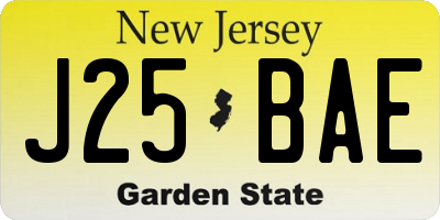 NJ license plate J25BAE
