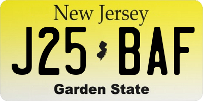 NJ license plate J25BAF