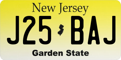 NJ license plate J25BAJ
