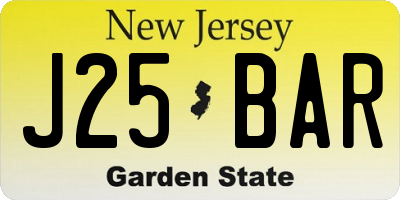 NJ license plate J25BAR