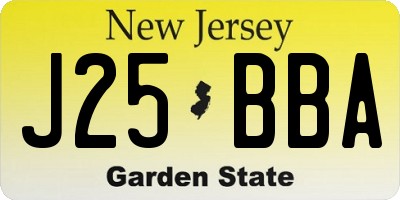 NJ license plate J25BBA
