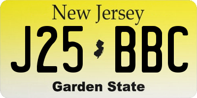 NJ license plate J25BBC