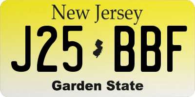 NJ license plate J25BBF