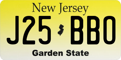 NJ license plate J25BBO
