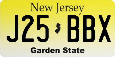 NJ license plate J25BBX