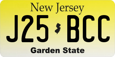 NJ license plate J25BCC