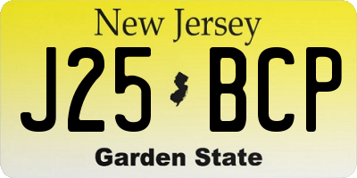 NJ license plate J25BCP