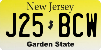 NJ license plate J25BCW