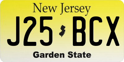 NJ license plate J25BCX