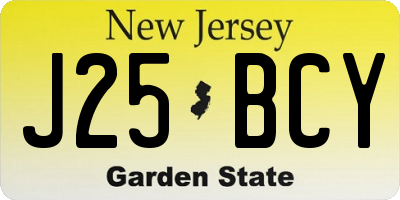 NJ license plate J25BCY