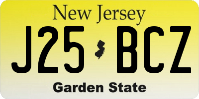 NJ license plate J25BCZ