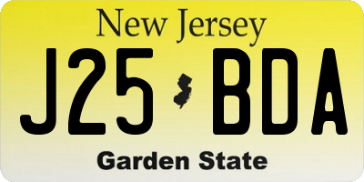 NJ license plate J25BDA