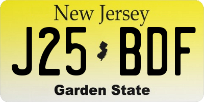 NJ license plate J25BDF