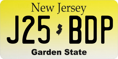 NJ license plate J25BDP