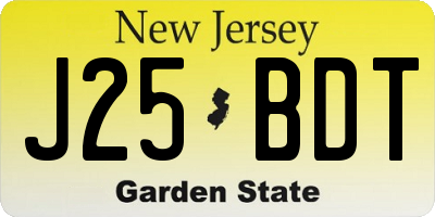 NJ license plate J25BDT