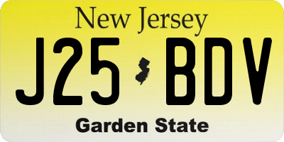 NJ license plate J25BDV