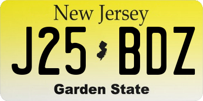 NJ license plate J25BDZ