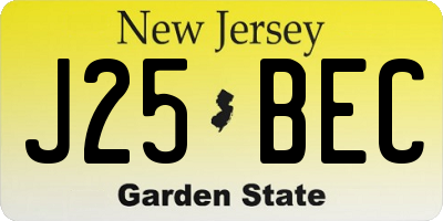 NJ license plate J25BEC