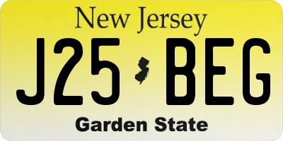 NJ license plate J25BEG