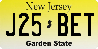 NJ license plate J25BET