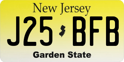 NJ license plate J25BFB