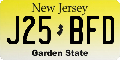 NJ license plate J25BFD