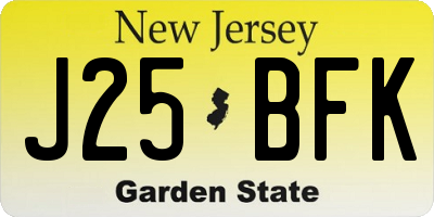 NJ license plate J25BFK