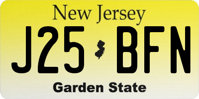 NJ license plate J25BFN