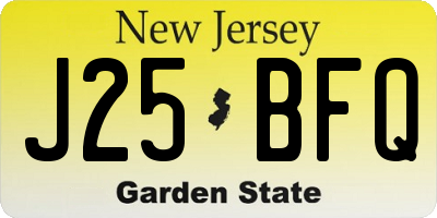 NJ license plate J25BFQ