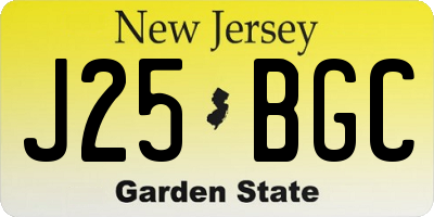 NJ license plate J25BGC