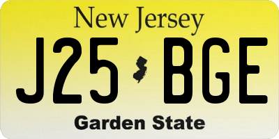 NJ license plate J25BGE