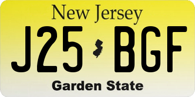 NJ license plate J25BGF