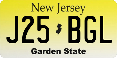 NJ license plate J25BGL
