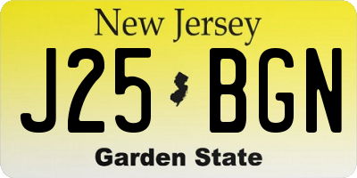 NJ license plate J25BGN