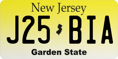 NJ license plate J25BIA