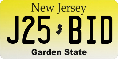 NJ license plate J25BID