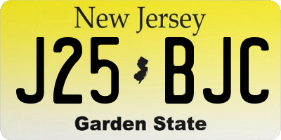 NJ license plate J25BJC