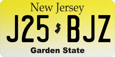 NJ license plate J25BJZ
